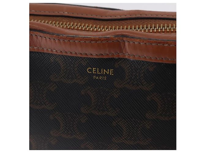 Céline CELINE Triomphe Shoulder Bag PVC Leather Black Gold Tone Auth BA16816 - Jerrillo - vista 20