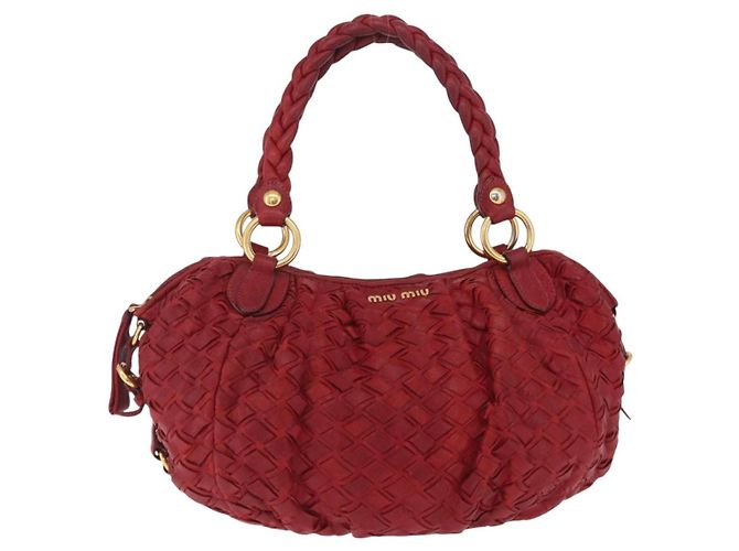 Miu Miu Hand Bag Leather Red Gold Auth 212947A - Jerrillo - vista 13