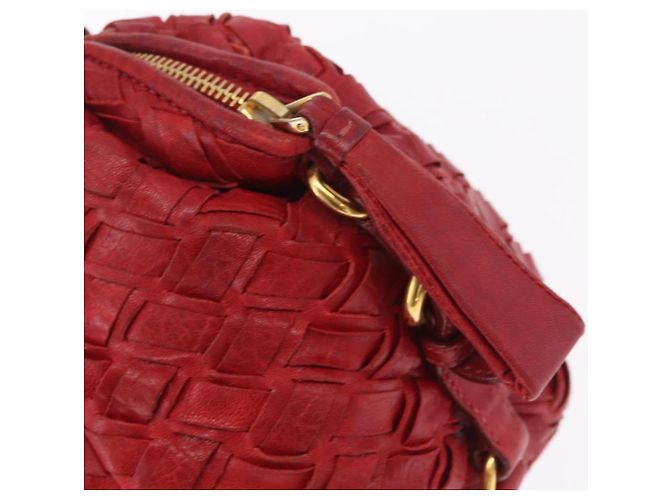 Miu Miu Hand Bag Leather Red Gold Auth 212947A - Jerrillo - vista 19