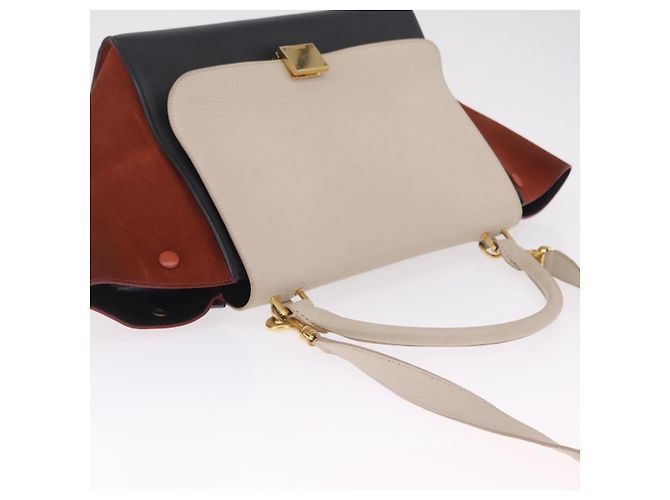 Trapèze Céline CELINE Trapeze Hand Bag Leather 2way Beige Gold Auth 213382A - Jerrillo - vista 6
