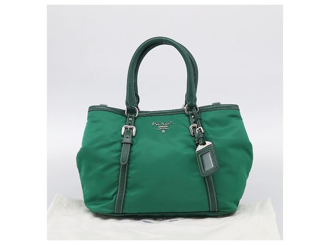 mala PRADA Nylon 2way Verde Prata Auth 210496M - Jerrillo - vista 12
