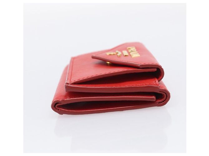 PRADA Trifold Wallet Leather Red Gold Tone Auth 212128M - Jerrillo - vista 3