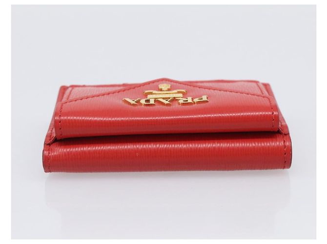 PRADA Trifold Wallet Leather Red Gold Tone Auth 212128M - Jerrillo - vista 5