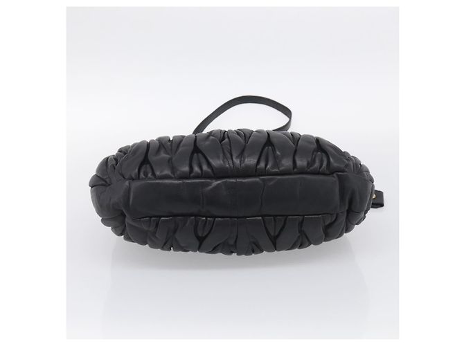 Miu Miu Gathered Hand Bag Leather 2way Black Gold Auth 213459V - Jerrillo - vista 5
