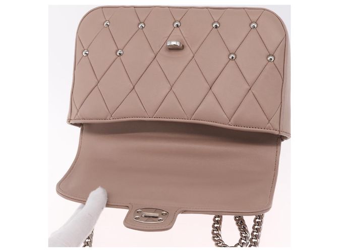 Miu Miu Studs Chain Shoulder Bag Leather Pink Silver Auth 210487V - Jerrillo - vista 10