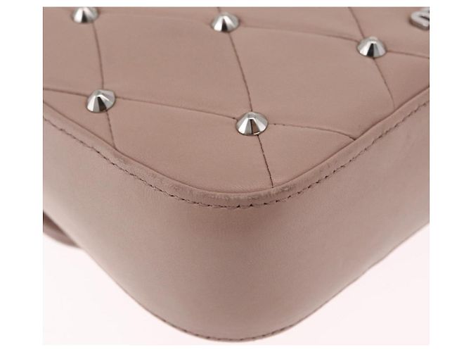 Miu Miu Studs Chain Shoulder Bag Leather Pink Silver Auth 210487V - Jerrillo - vista 16