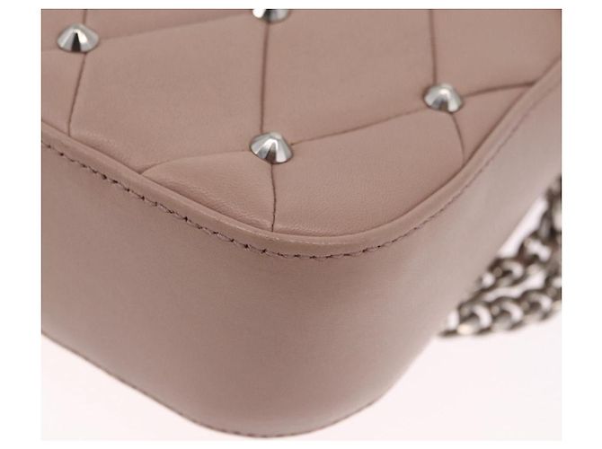 Miu Miu Studs Chain Shoulder Bag Leather Pink Silver Auth 210487V - Jerrillo - vista 17