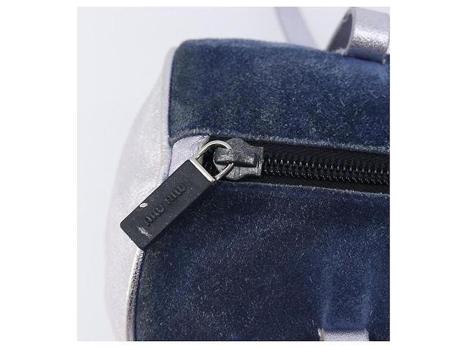 Miu Miu Hand Bag Suede Navy Silver Auth 210523 - Jerrillo - vista 16