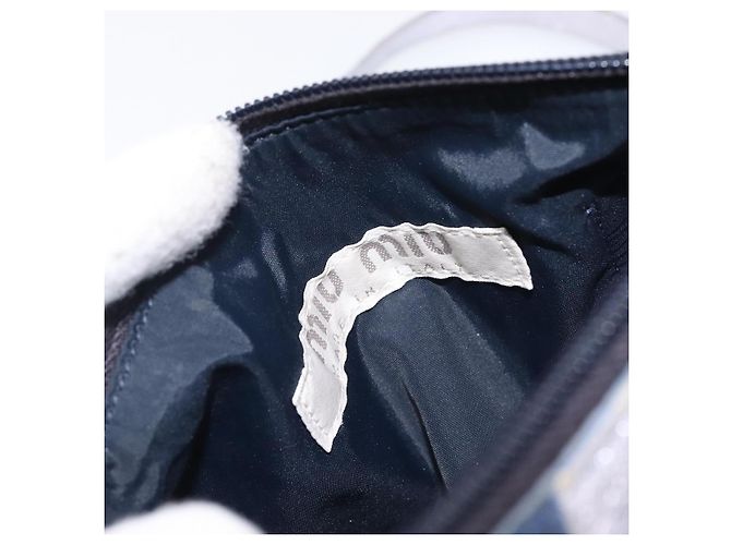 Miu Miu Hand Bag Suede Navy Silver Auth 210523 - Jerrillo - vista 17