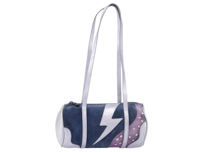 Miu Miu Hand Bag Suede Navy Silver Auth 210523 - Jerrillo - vista 2