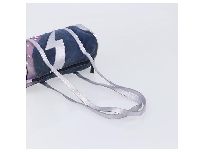 Miu Miu Hand Bag Suede Navy Silver Auth 210523 - Jerrillo - vista 7