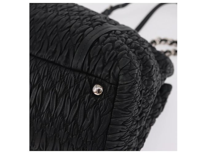 Miu Miu Matelasse Chain Shoulder Bag Leather Black Silver Auth 210230A - Jerrillo - vista 16