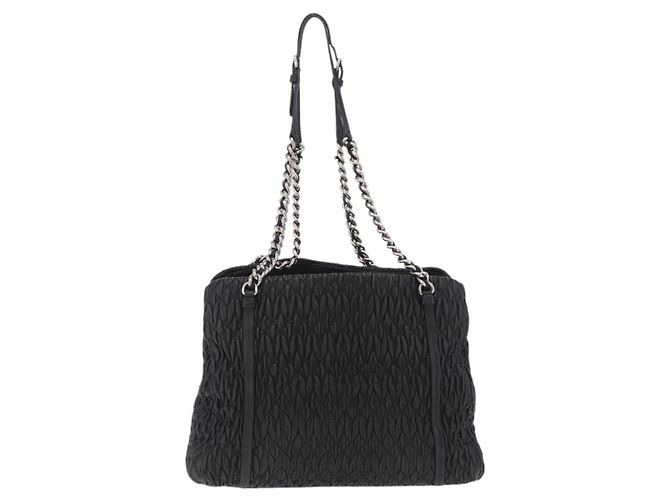Miu Miu Matelasse Chain Shoulder Bag Leather Black Silver Auth 210230A - Jerrillo - vista 2