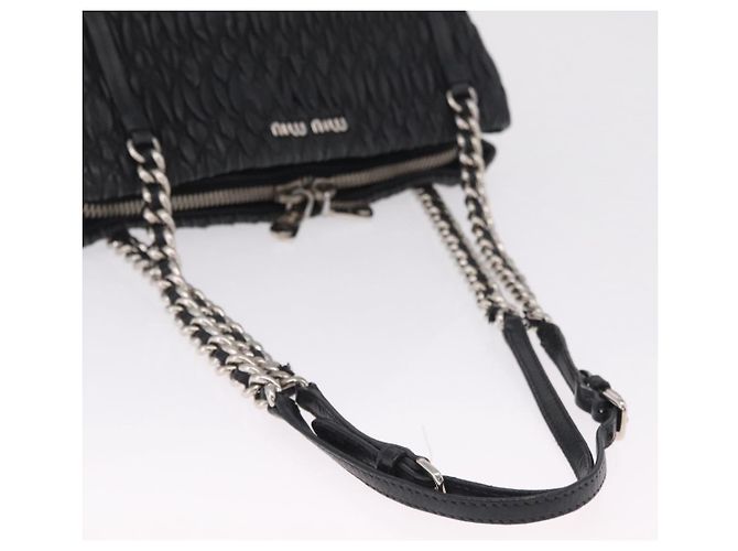 Miu Miu Matelasse Chain Shoulder Bag Leather Black Silver Auth 210230A - Jerrillo - vista 7