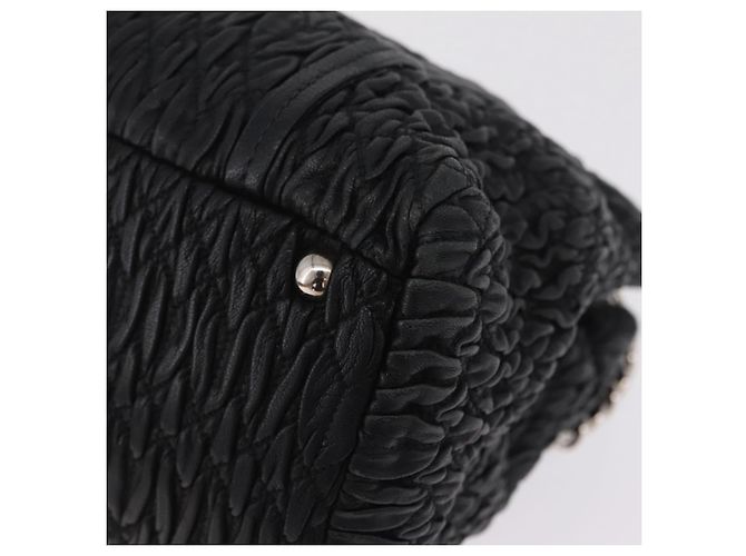 Miu Miu Matelasse Chain Shoulder Bag Leather Black Silver Auth 210230A - Jerrillo - vista 9
