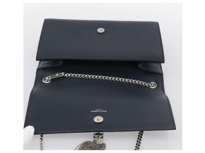 Autre Marque Saint Laurent Kate Chain Shoulder Bag Leather Navy Silver Auth 210824V - Jerrillo - vista 17