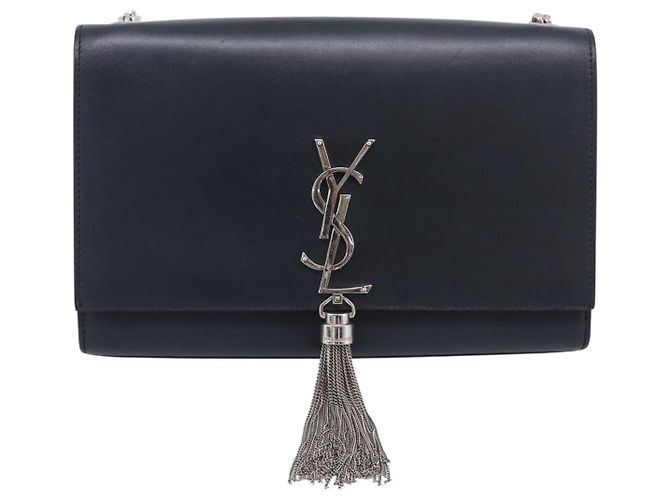 Autre Marque Saint Laurent Kate Chain Shoulder Bag Leather Navy Silver Auth 210824V - Jerrillo - vista 2