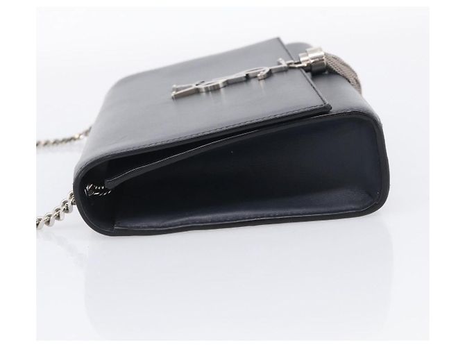 Autre Marque Saint Laurent Kate Chain Shoulder Bag Leather Navy Silver Auth 210824V - Jerrillo - vista 4