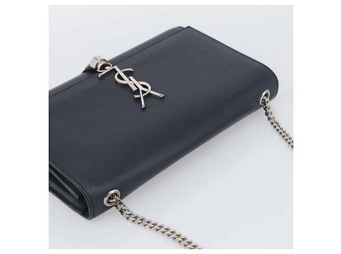 Autre Marque Saint Laurent Kate Chain Shoulder Bag Leather Navy Silver Auth 210824V - Jerrillo - vista 6