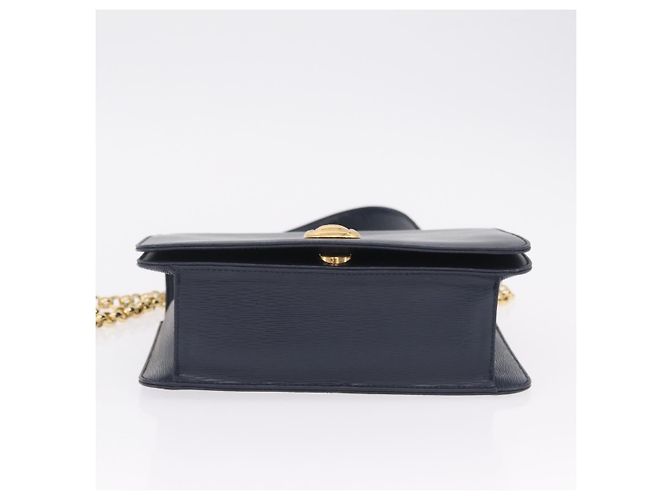 Chloé Chloe Chain Shoulder Bag Leather Navy Gold Auth BA16368 - Jerrillo - vista 10
