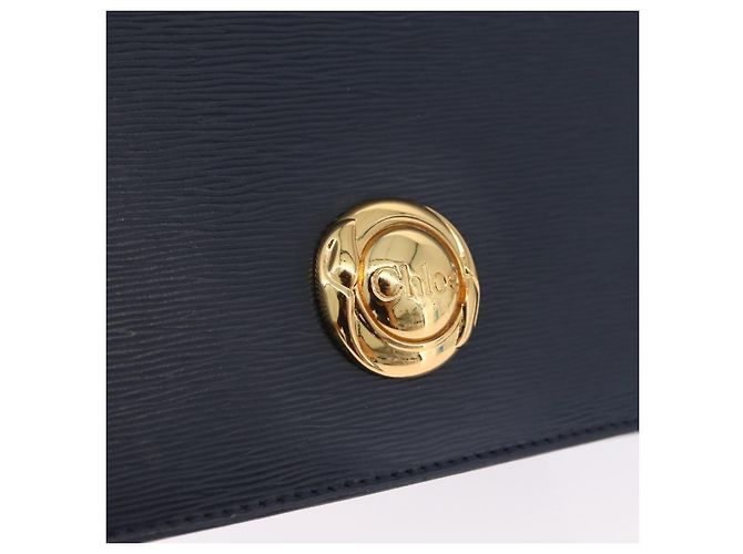 Chloé Chloe Chain Shoulder Bag Leather Navy Gold Auth BA16368 - Jerrillo - vista 15