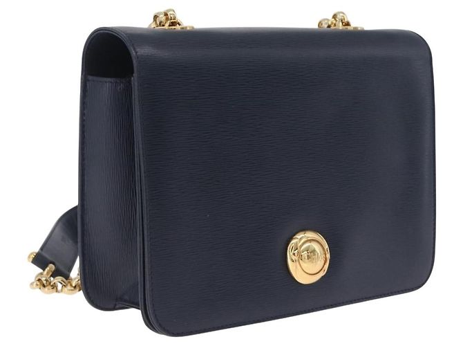 Chloé Chloe Chain Shoulder Bag Leather Navy Gold Auth BA16368 - Jerrillo - vista 2