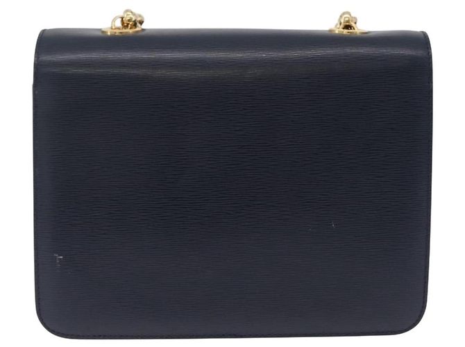 Chloé Chloe Chain Shoulder Bag Leather Navy Gold Auth BA16368 - Jerrillo - vista 3