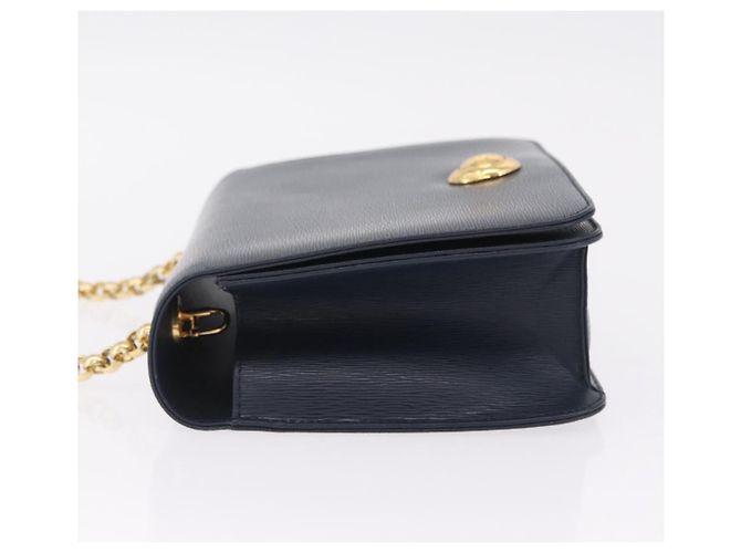 Chloé Chloe Chain Shoulder Bag Leather Navy Gold Auth BA16368 - Jerrillo - vista 6