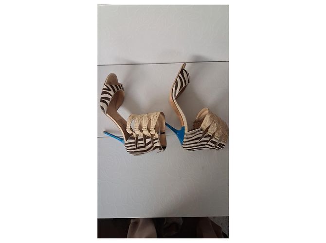 Jimmy Choo Zebra Print and Python Leather Stiletto Heels - view 3