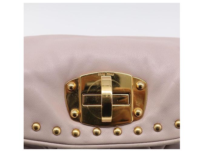 Miu Miu Shoulder Bag Leather Pink Gold Auth 206967A - Jerrillo - vista 19
