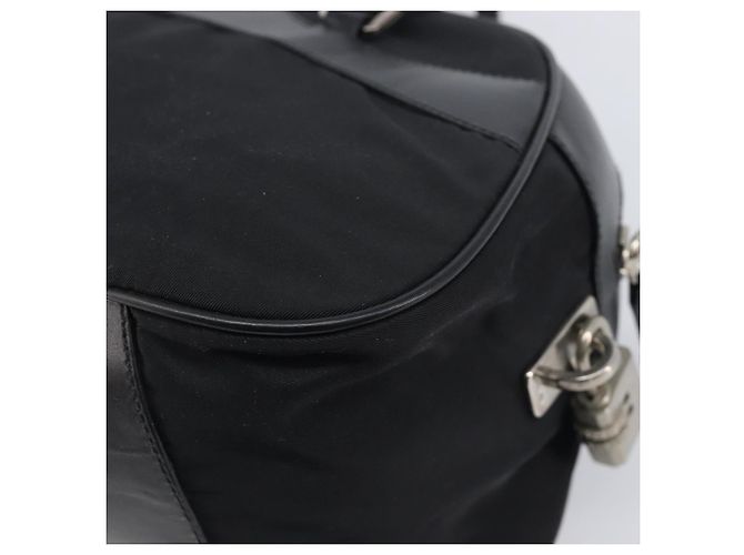 PRADA Hand Bag Nylon Leather Black Silver Auth 213463A - Jerrillo - vista 12