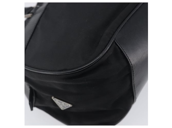 PRADA Hand Bag Nylon Leather Black Silver Auth 213463A - Jerrillo - vista 13