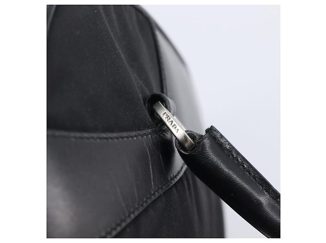 PRADA Hand Bag Nylon Leather Black Silver Auth 213463A - Jerrillo - vista 18