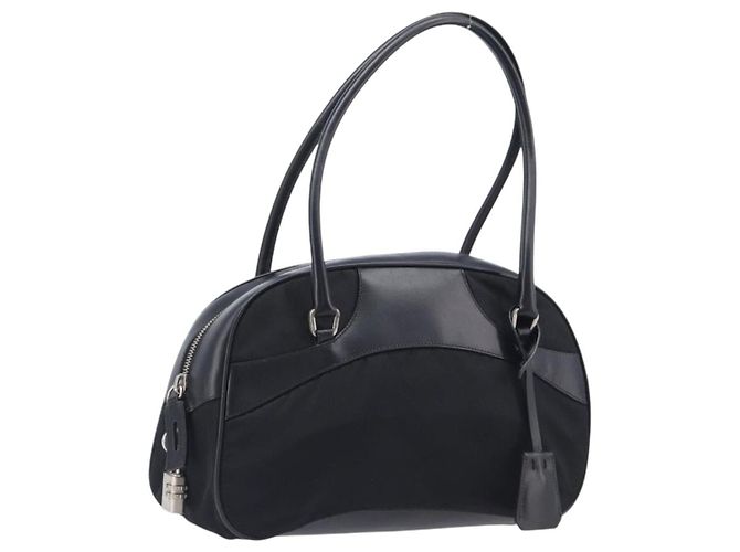 PRADA Hand Bag Nylon Leather Black Silver Auth 213463A - Jerrillo - vista 2