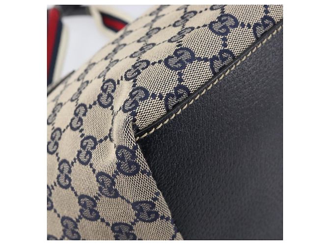 GUCCI GG Canvas Sherry Line Hand Bag Navy Silver 131228 Auth 213464A - Jerrillo - vista 16