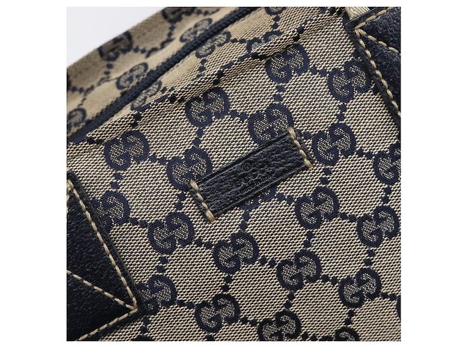 GUCCI GG Canvas Sherry Line Hand Bag Navy Silver 131228 Auth 213464A - Jerrillo - vista 18