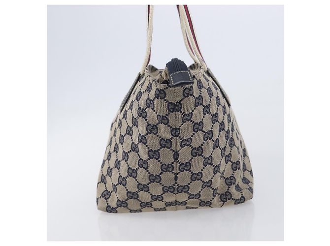 GUCCI GG Canvas Sherry Line Hand Bag Navy Silver 131228 Auth 213464A - Jerrillo - vista 3