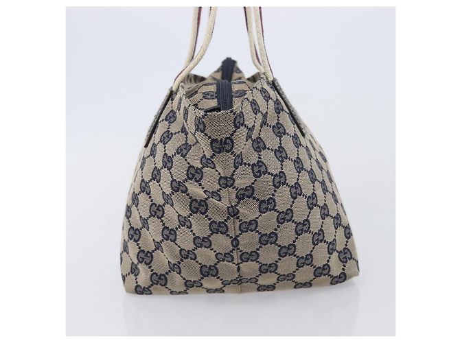 GUCCI GG Canvas Sherry Line Hand Bag Navy Silver 131228 Auth 213464A - Jerrillo - vista 4