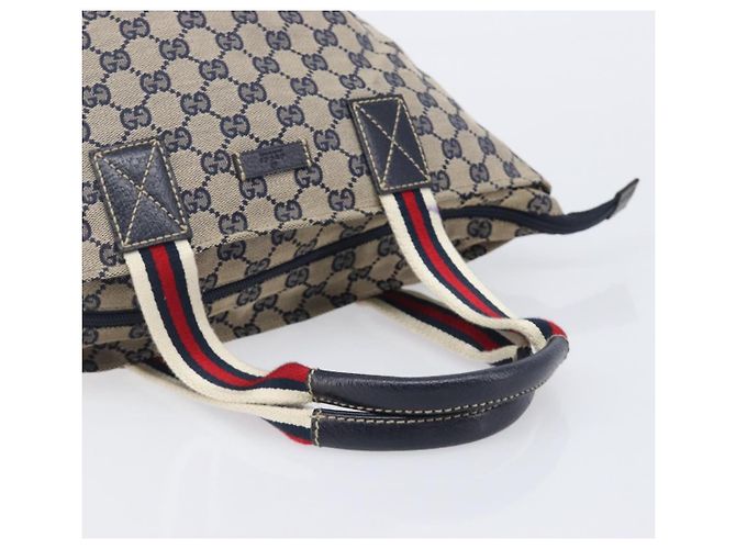 GUCCI GG Canvas Sherry Line Hand Bag Navy Silver 131228 Auth 213464A - Jerrillo - vista 7