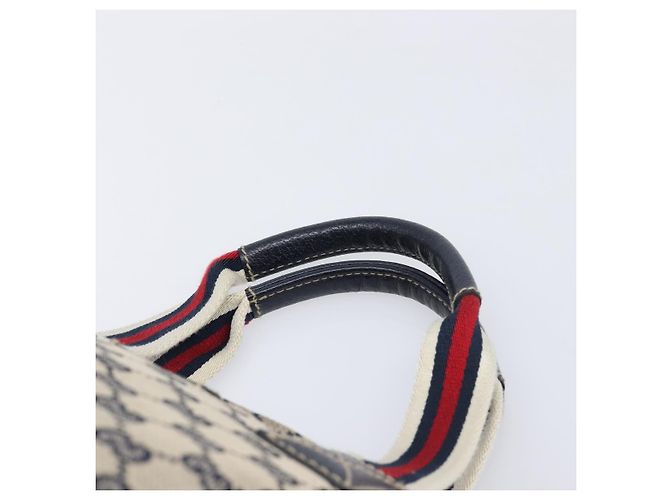 GUCCI GG Canvas Sherry Line Hand Bag Navy Silver 131228 Auth 213464A - Jerrillo - vista 8