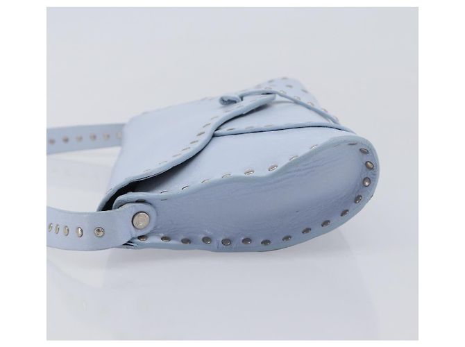 Céline CELINE Shoulder Bag Leather Light Blue Silver Auth LN059A - Jerrillo - vista 4