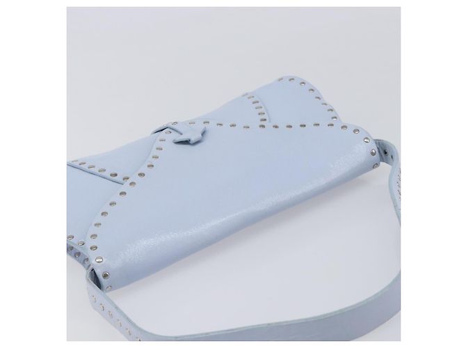 Céline CELINE Shoulder Bag Leather Light Blue Silver Auth LN059A - Jerrillo - vista 6
