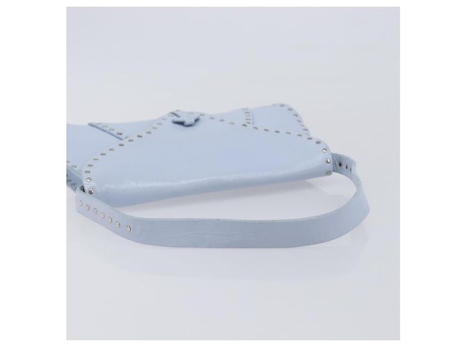 Céline CELINE Shoulder Bag Leather Light Blue Silver Auth LN059A - Jerrillo - vista 7
