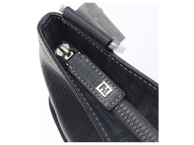 FENDI Zucca Canvas Shoulder Bag PVC Silver Black 7VA247 Auth 213441 - Jerrillo - vista 20