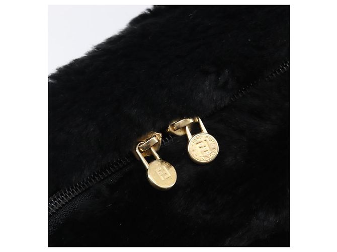 FENDI Tote Bag Acrylic Fur Black Auth 212040 - Jerrillo - vista 15
