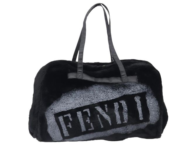 FENDI Tote Bag Acrylic Fur Black Auth 212040 - Jerrillo - vista 2