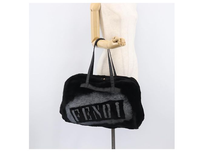 FENDI Tote Bag Acrylic Fur Black Auth 212040 - Jerrillo - vista 20