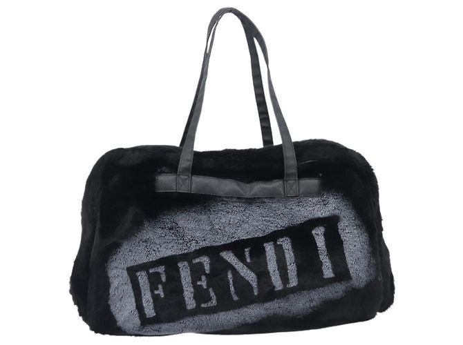 FENDI Tote Bag Acrylic Fur Black Auth 212040 - Jerrillo - vista 3