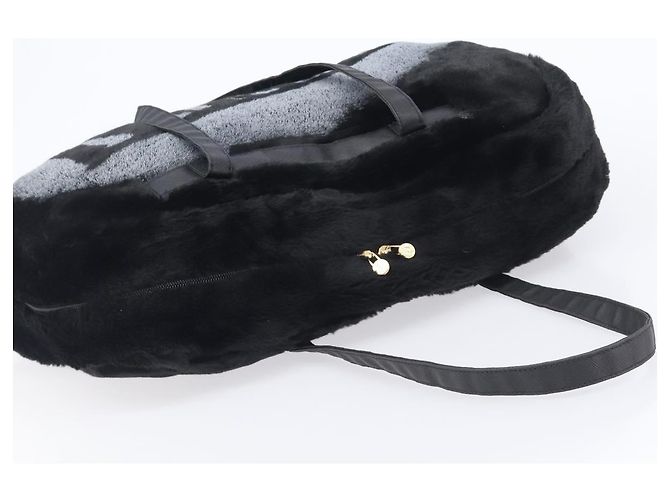 FENDI Tote Bag Acrylic Fur Black Auth 212040 - Jerrillo - vista 6