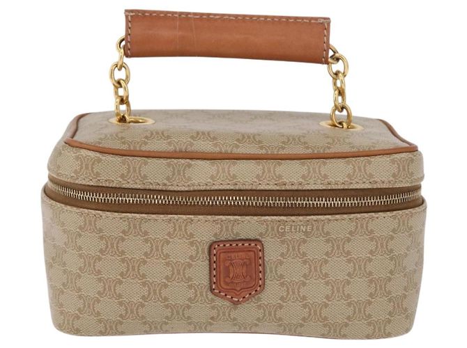 Céline CELINE Macadam Canvas Vanity Hand Bag PVC Beige Gold Auth 210891V - Jerrillo - vista 13